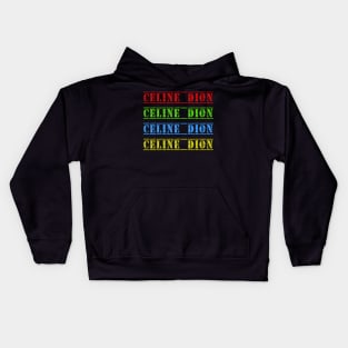 celine dion 4 text vintage retro faded Kids Hoodie